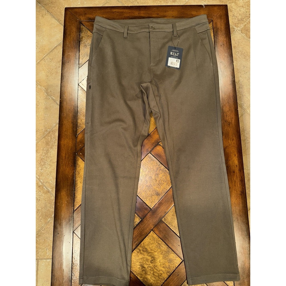 BYLT Premium Coastal Pants Men's Size 38x32 Dark Taupe Chino Pockets NEW